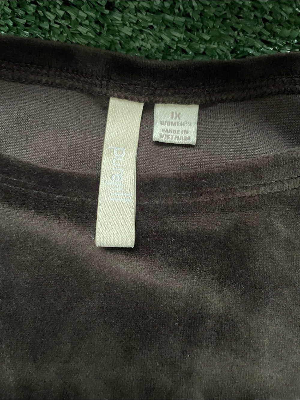 J.Jill Pure Jill Velour Dipped Hem Dress Women’s 1X Mocha Brown Long Sleeve - Picture 4 of 6